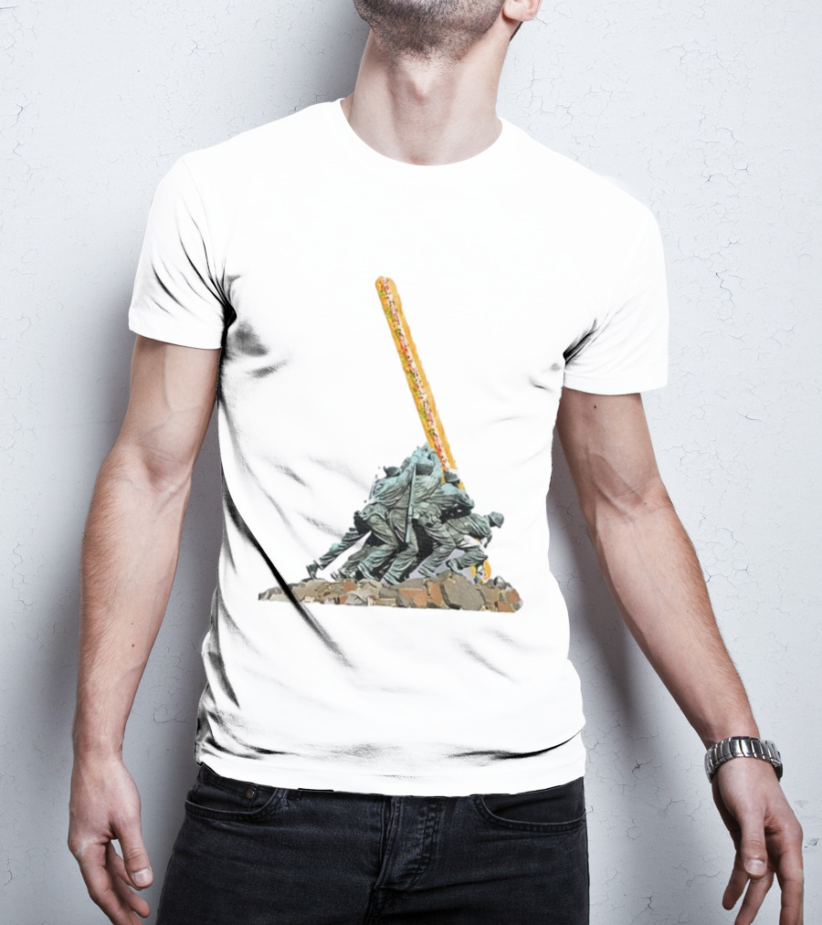 Hoagie Thrower Sandwich Guy Soldiers Raising Sandwich Spoof Satire Joke Anti-Fascist T-Shirt