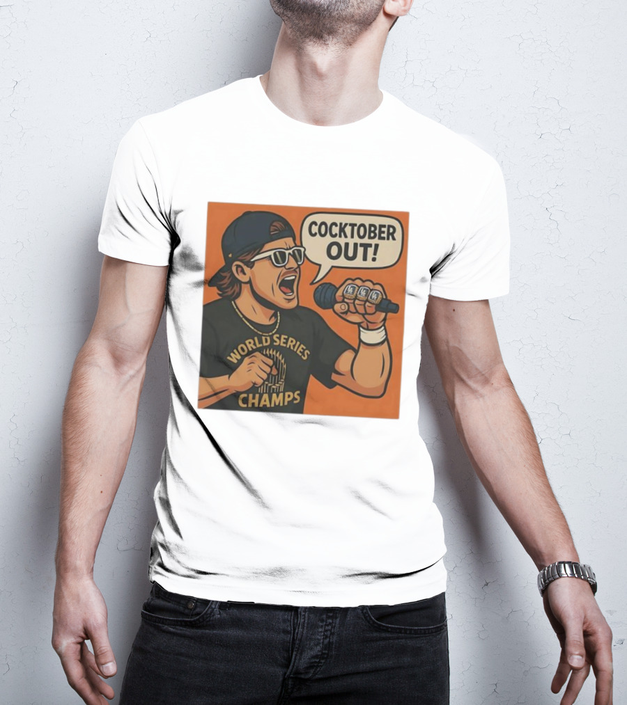 Kiké Hernandez Cocktober Out World Series Champs Dodgers Microphone T-Shirt