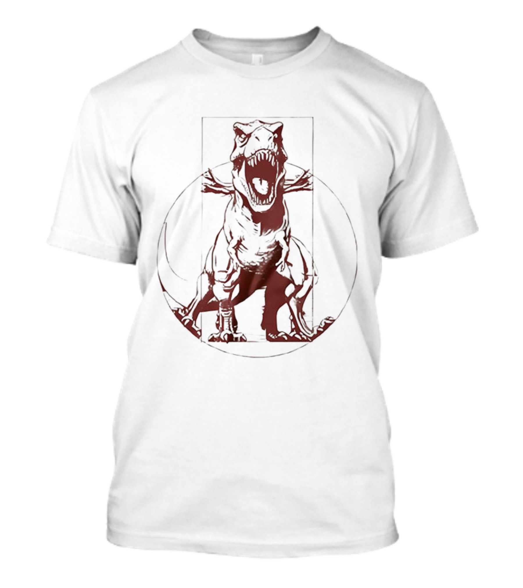 Vitruvian Rex Vintage Leonardo Da Vinci Sketch Parody T-Shirt