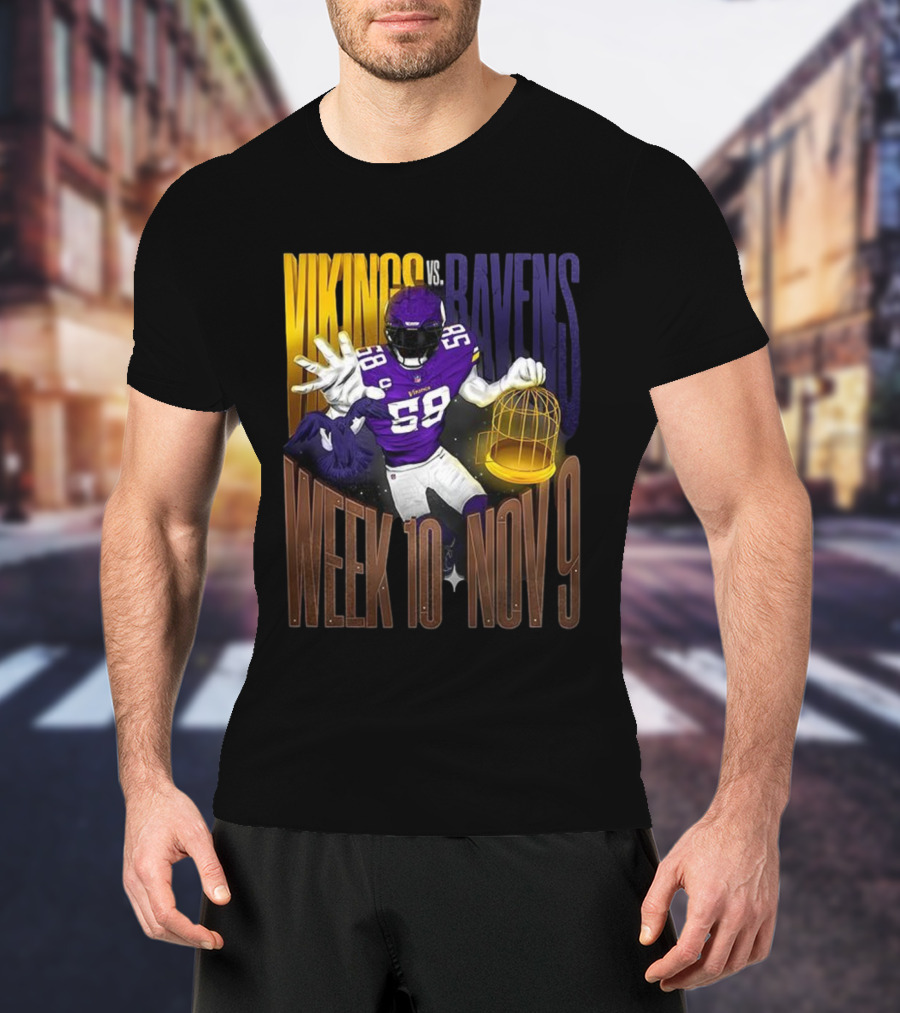 Vikings Vs Ravens Week 10 Nov 9 Football Matchup 58 T-Shirt
