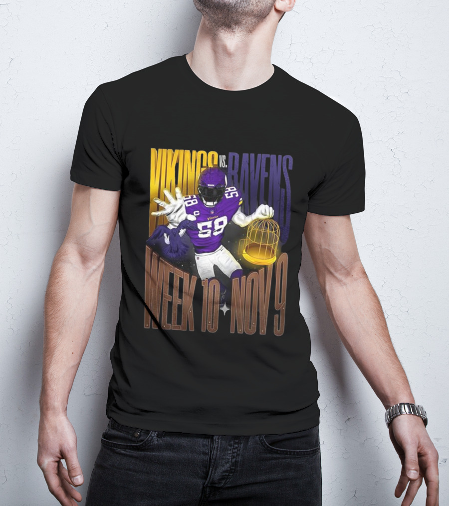 Vikings Vs Ravens Week 10 Nov 9 Football Matchup 58 T-Shirt