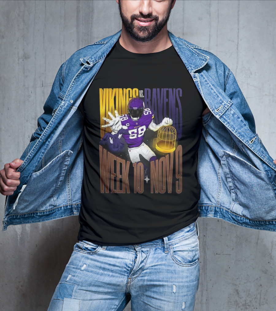 Vikings Vs Ravens Week 10 Nov 9 Football Matchup 58 T-Shirt