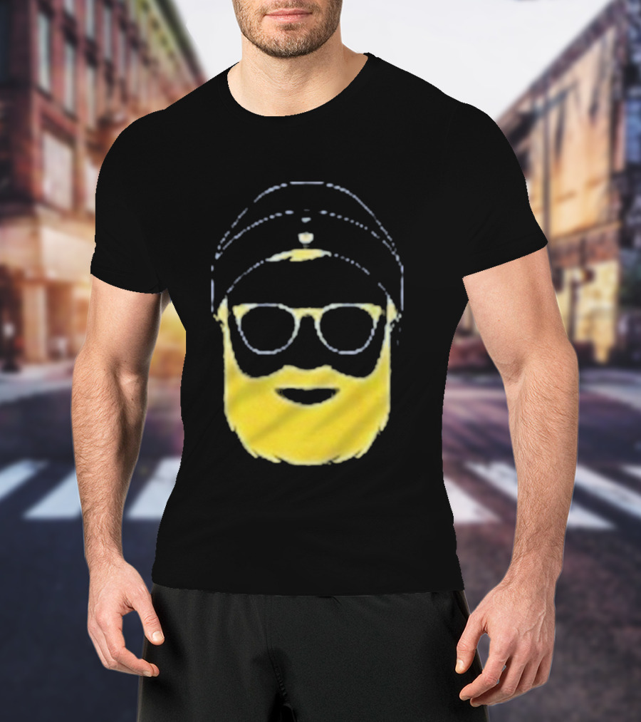 Letterman Beard Glasses Beanie Icon Sketch T-Shirt