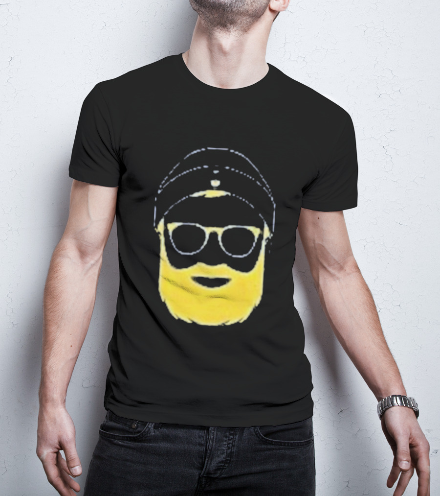Letterman Beard Glasses Beanie Icon Sketch T-Shirt