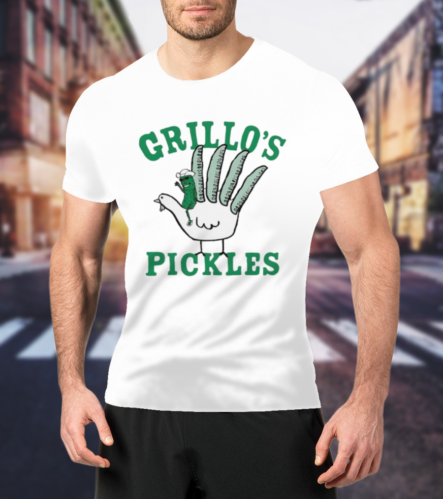 Grillo's Pickles Thanksgiving Hand Turkey Design T-Shirt