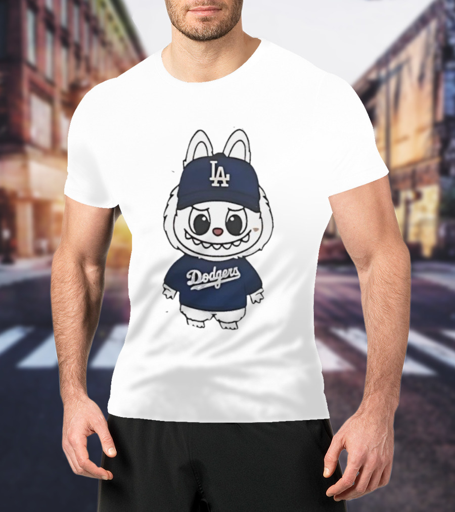 Labubu In Dodgers Gear Los Angeles Dodgers Hat And Outfit T-Shirt