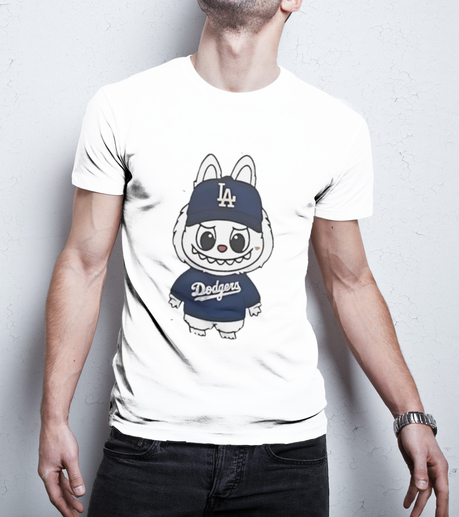 Labubu In Dodgers Gear Los Angeles Dodgers Hat And Outfit T-Shirt