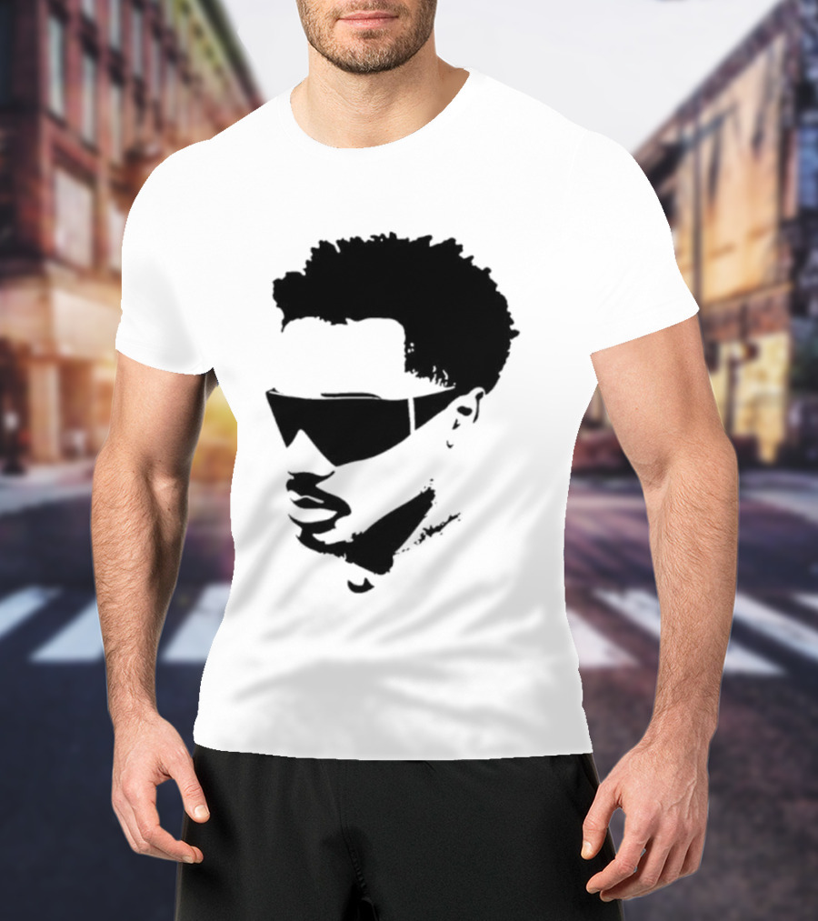 Plaqueboymax Face Outline With Sunglasses And Abstract Hair Sketch T-Shirt
