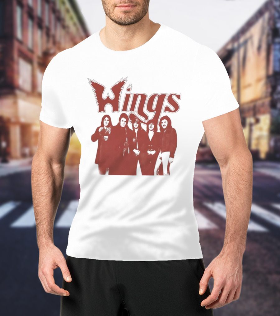 Wings Band Silhouette With Winged Font T-Shirt