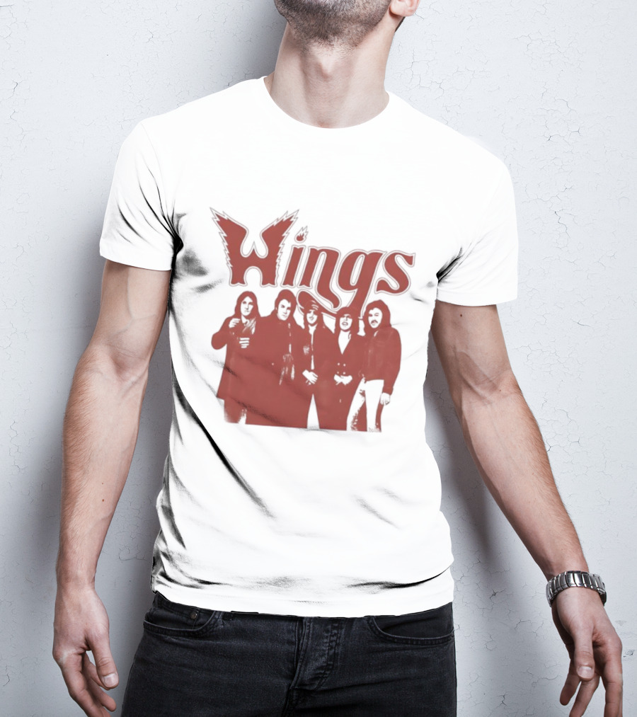 Wings Band Silhouette With Winged Font T-Shirt