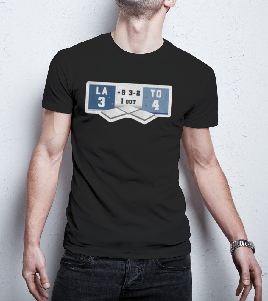 2025 MLB Los Angeles 3 Vs Toronto 4 WS Scoreboard 9th Inning T-Shirt