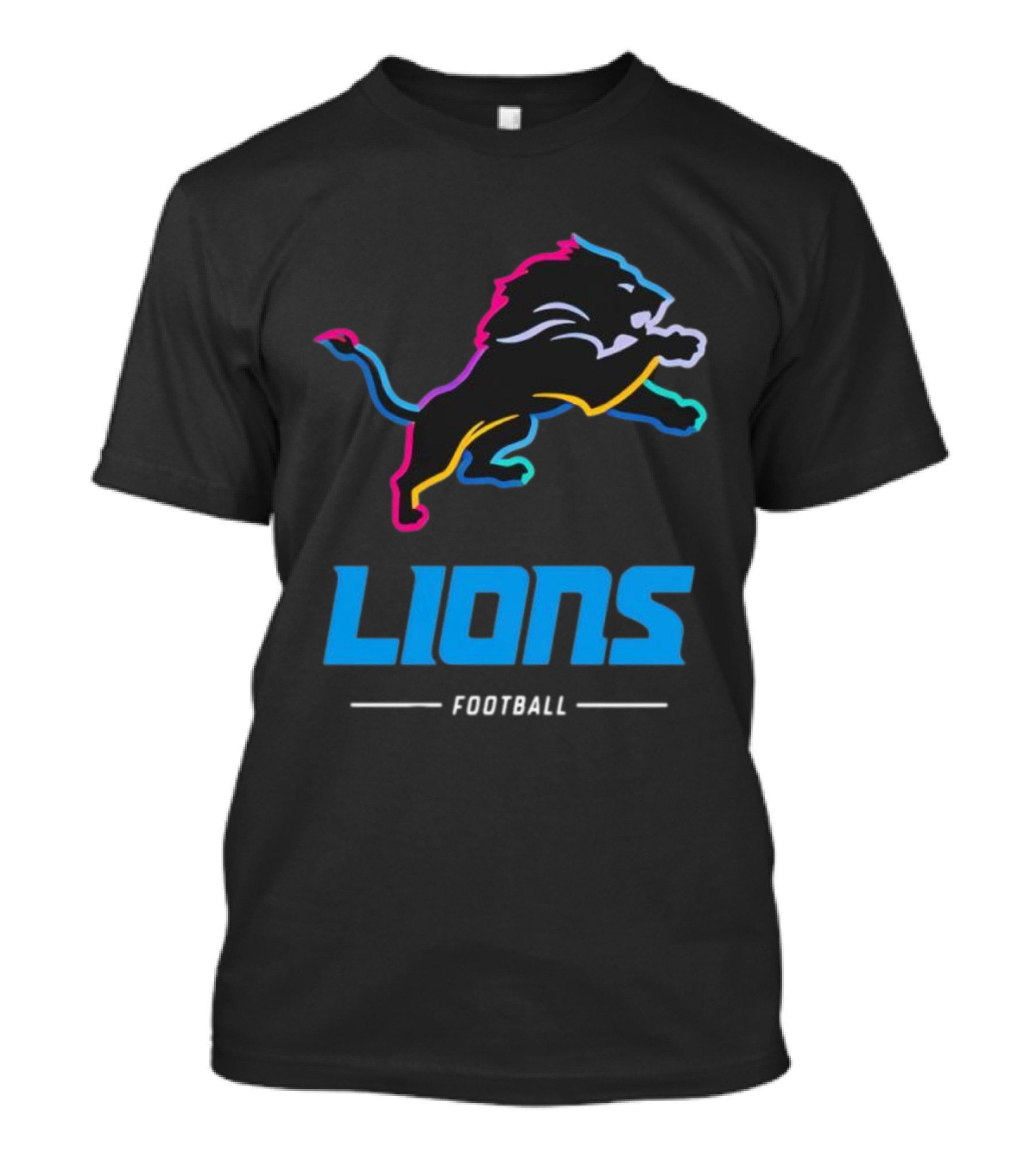Lions Football Colorful Lion Graphic T-Shirt