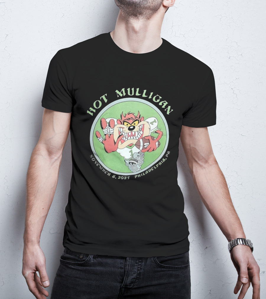 Hot Mulligan November 8 2025 Philadelphia PA Tasmanian Devil Football Player T-Shirt