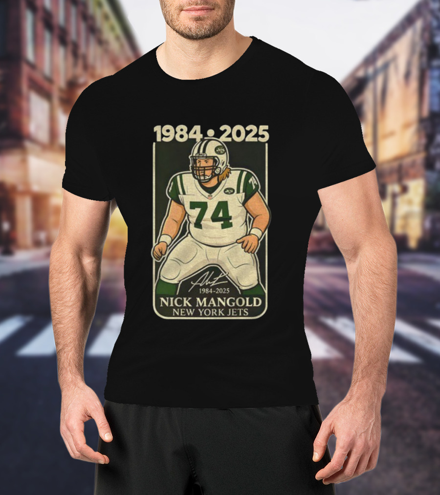 1984-2025 Nick Mangold 74 New York Jets Football Legend Signature T-Shirt
