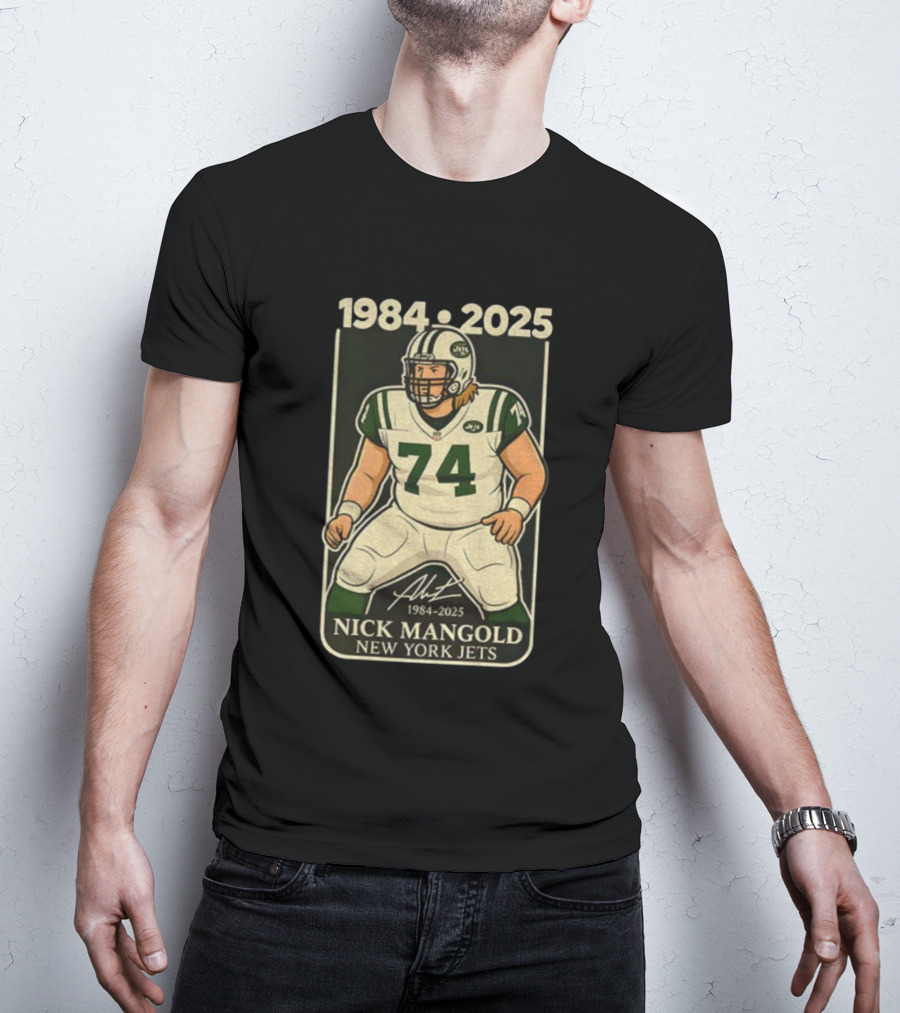 1984-2025 Nick Mangold 74 New York Jets Football Legend Signature T-Shirt