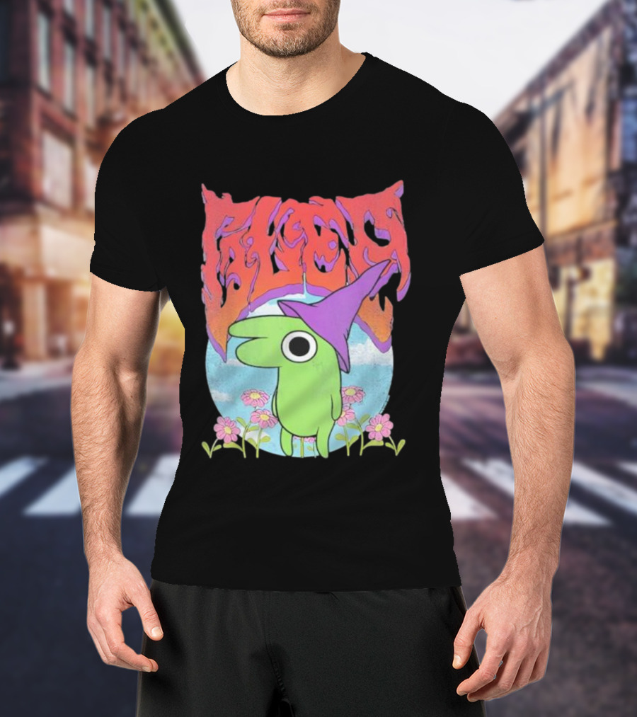 Glep Vintage Heavy Metal Cartoon With Flowers And Witch Hat T-Shirt