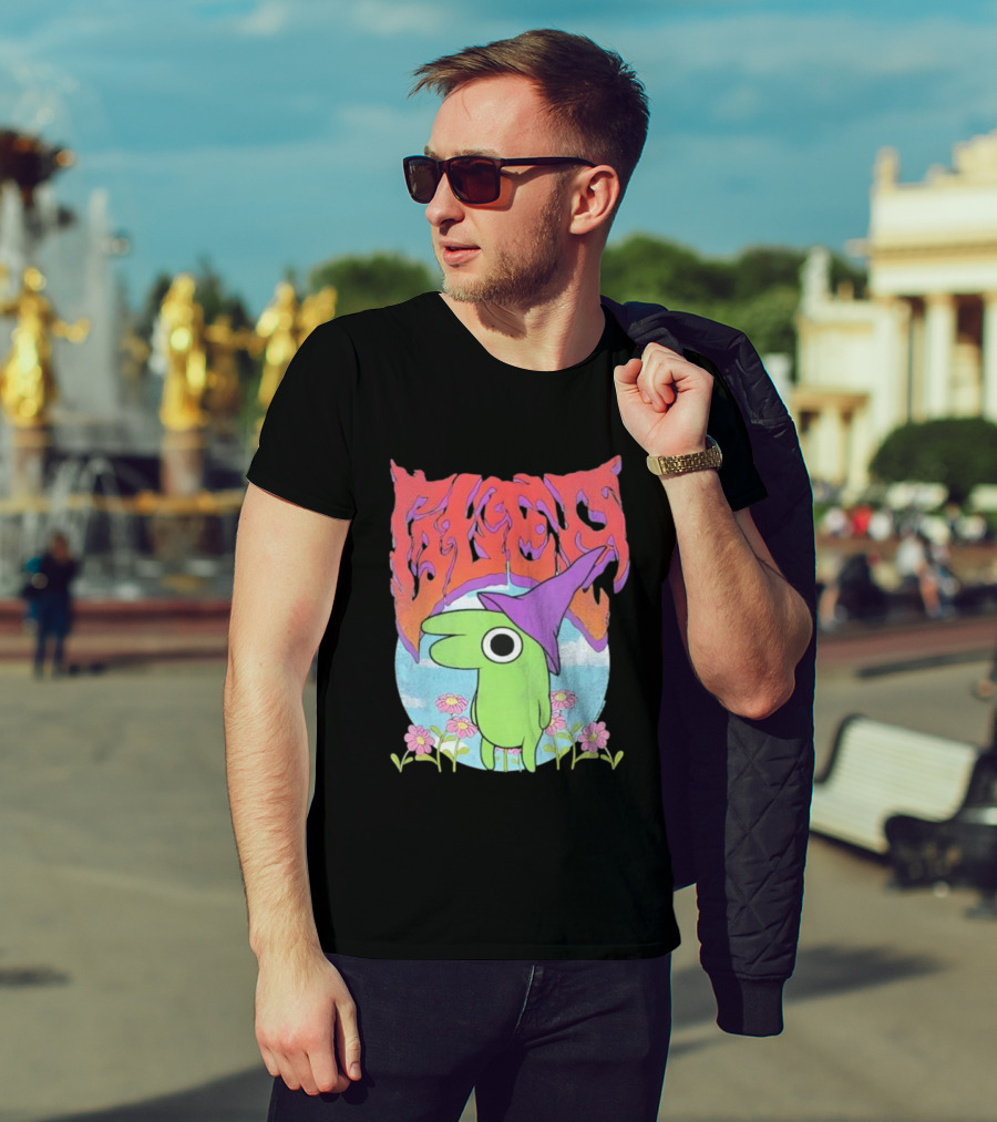 Glep Vintage Heavy Metal Cartoon With Flowers And Witch Hat T-Shirt