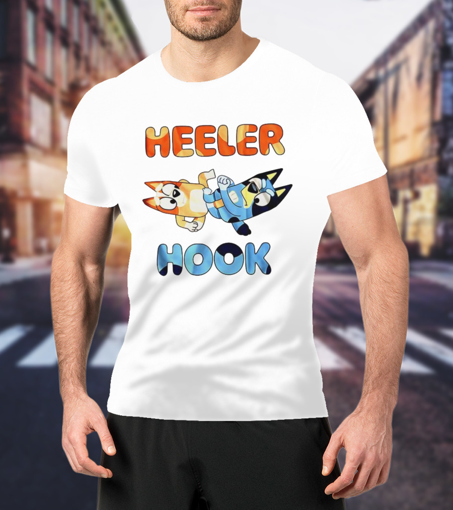 Bluey Heeler Hook Wrestling Playful Cartoons T-Shirt