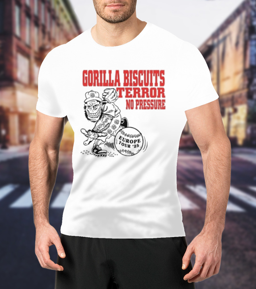 Gorilla Biscuits Terror No Pressure European Tour Promo 2025 T-Shirt