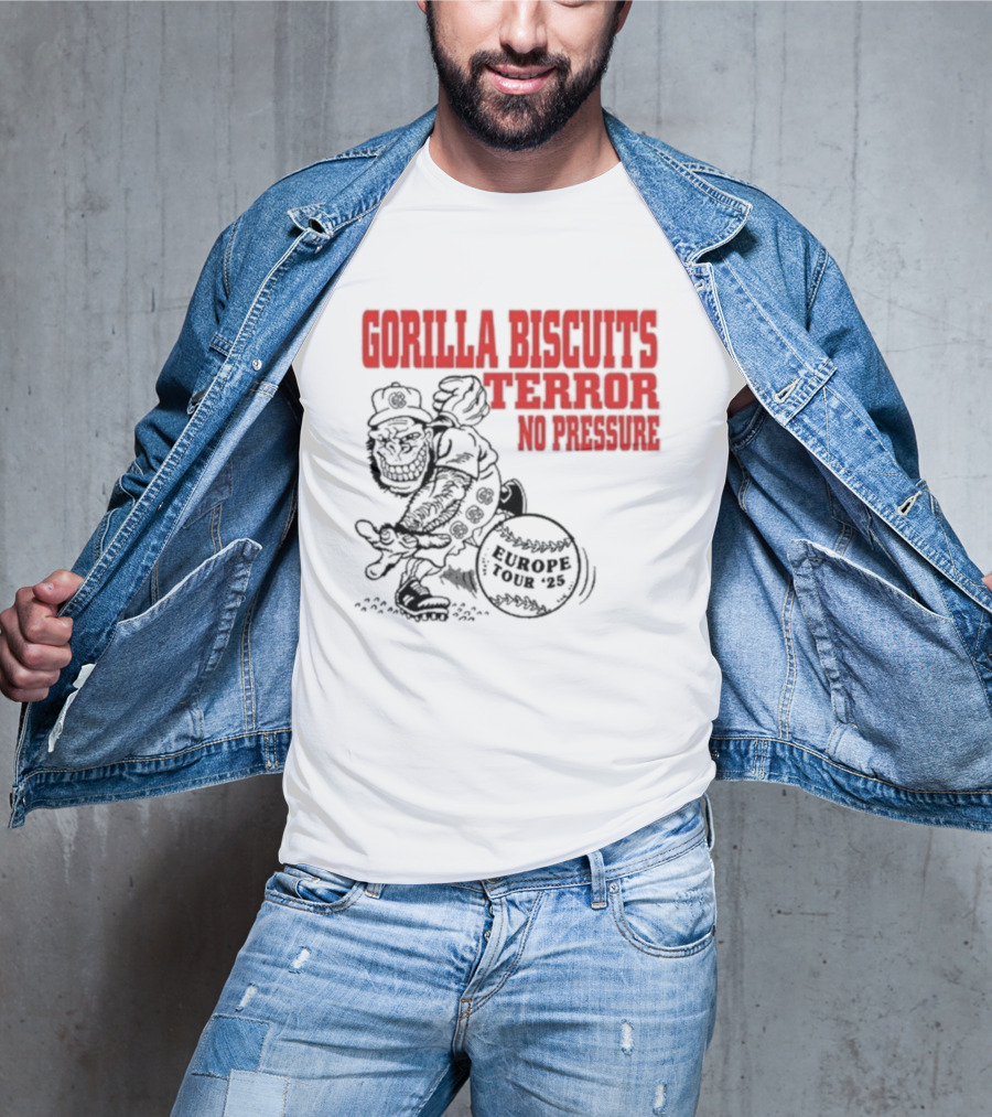 Gorilla Biscuits Terror No Pressure European Tour Promo 2025 T-Shirt