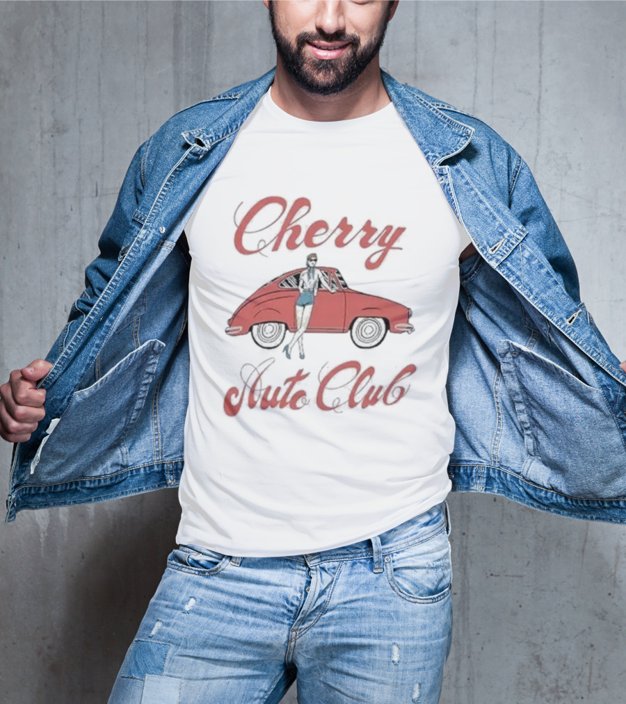 Cherry Auto Club Vintage Style Morgan Classic Car Retro Pin-Up T-Shirt