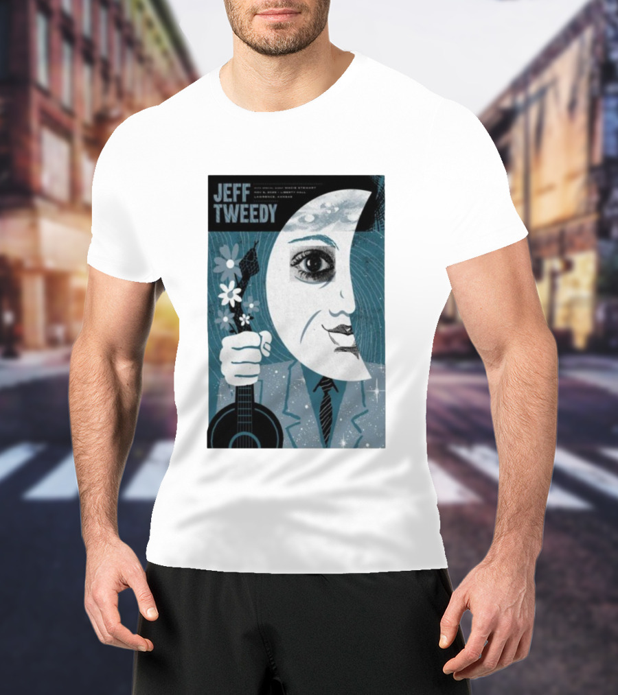 Jeff Tweedy Nov 8 2025 Liberty Hall Lawrence KS Moon Eye Flowers Guitar Art T-Shirt