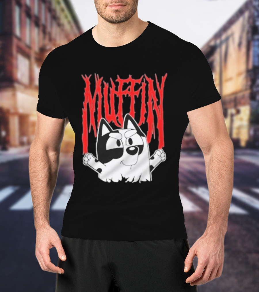 Bluey Muffin Metal Band Style T-Shirt
