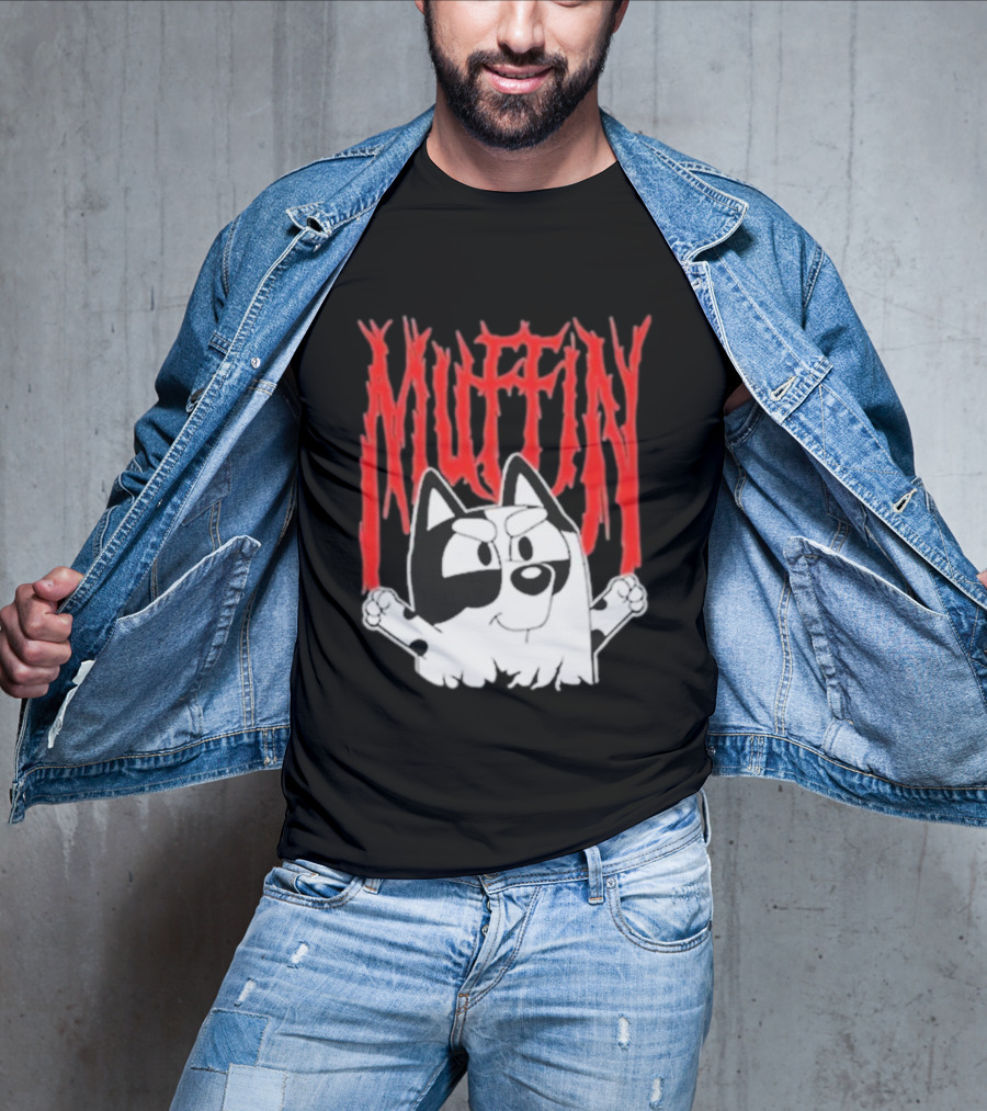 Bluey Muffin Metal Band Style T-Shirt