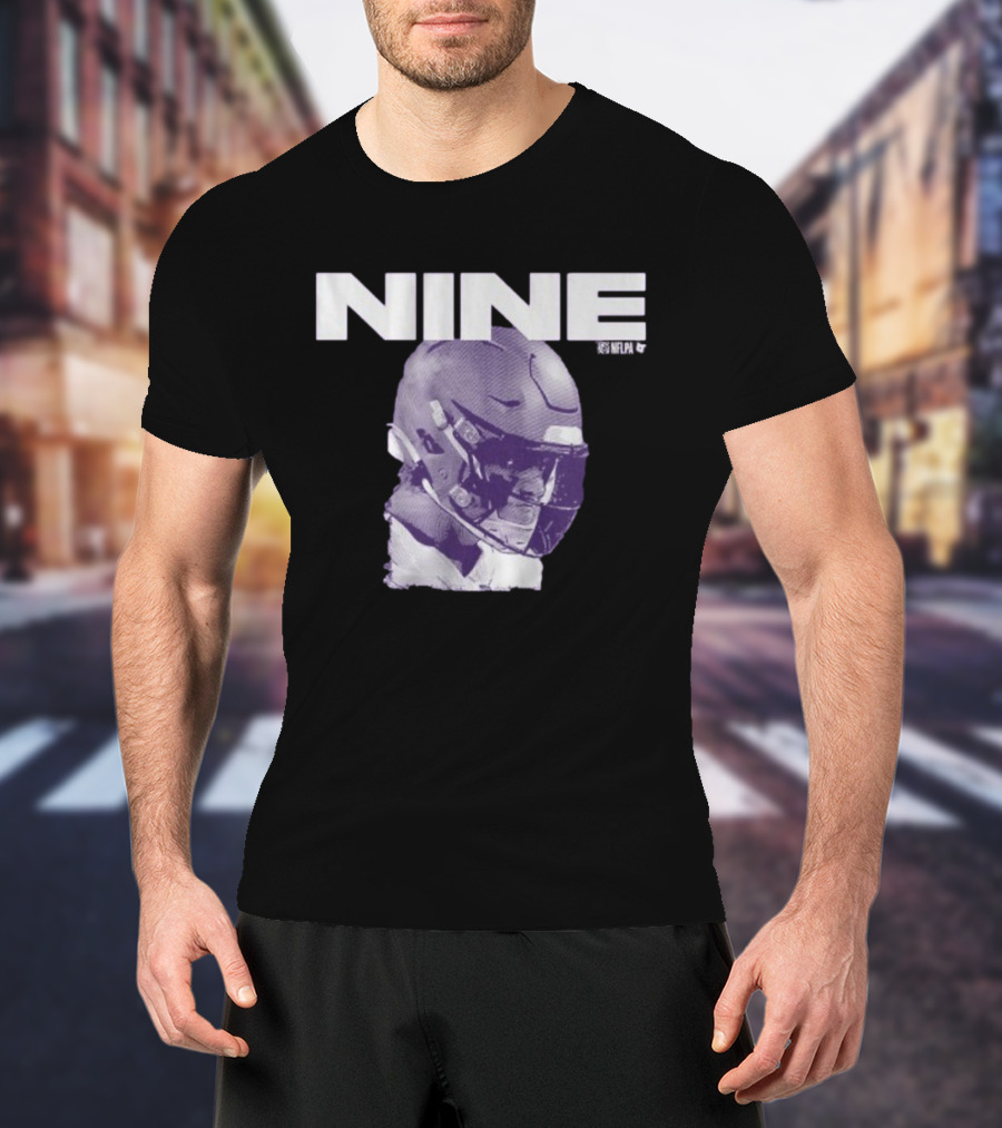 J.J. McCarthy Nine Football Helmet Graphic T-Shirt