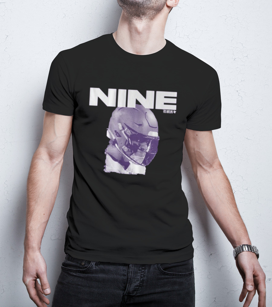 J.J. McCarthy Nine Football Helmet Graphic T-Shirt