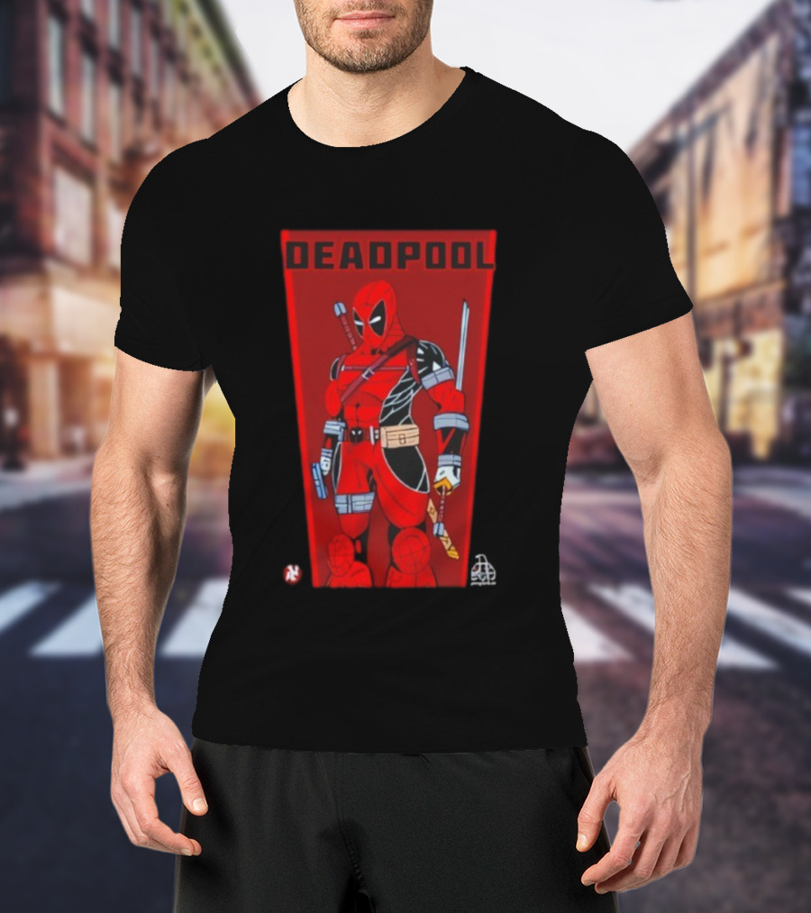 Deadpool Classic Comic Stance Red Black Sword Katanas T-Shirt