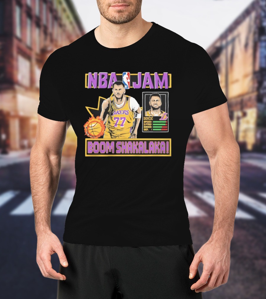NBA Jam Lakers 77 Doncic Boom Shakalaka T-Shirt