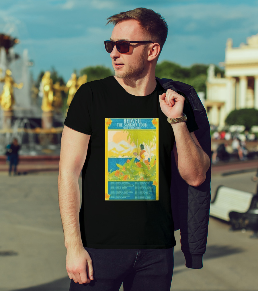 Redveil The Sankofa Tour With Chenayder 2026 Dates And Locations Art Nouveau Style Coastline Scene T-Shirt