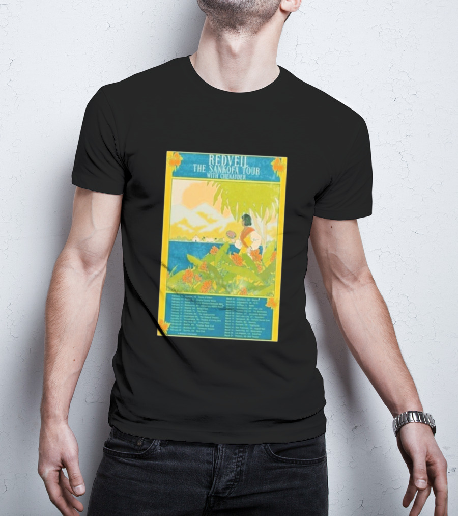Redveil The Sankofa Tour With Chenayder 2026 Dates And Locations Art Nouveau Style Coastline Scene T-Shirt