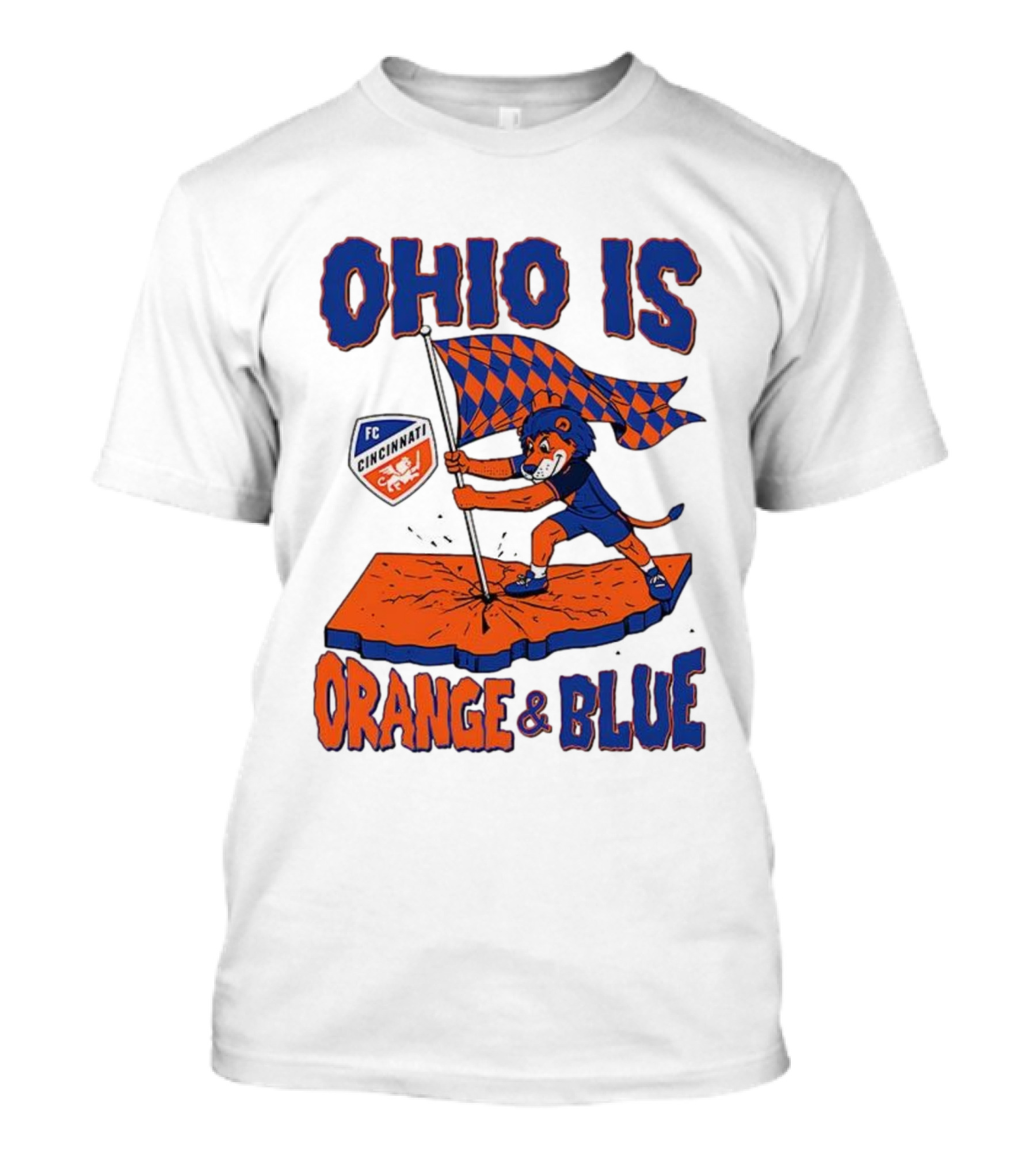 Ohio Is Orange And Blue FC Cincinnati Mascot Flag T-Shirt