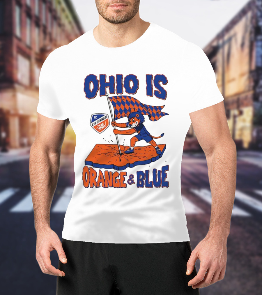 Ohio Is Orange And Blue FC Cincinnati Mascot Flag T-Shirt