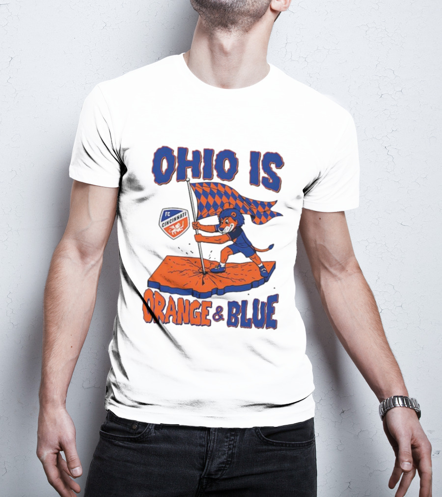 Ohio Is Orange And Blue FC Cincinnati Mascot Flag T-Shirt