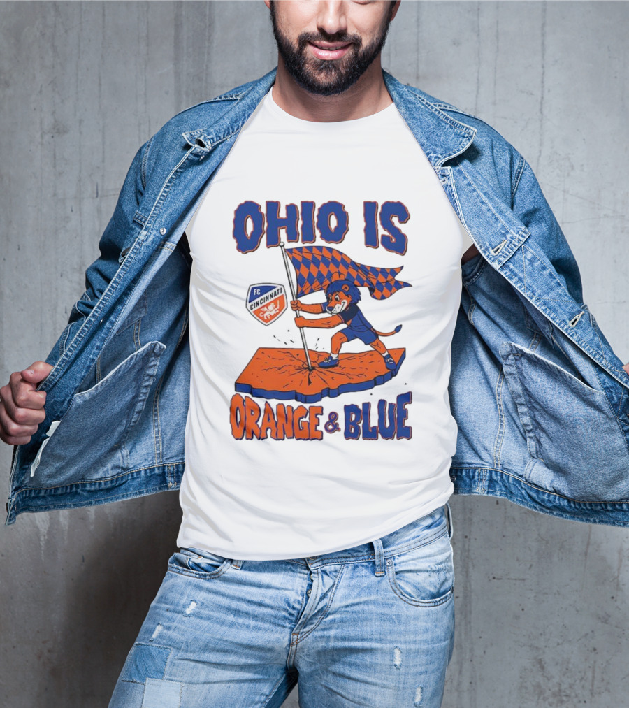 Ohio Is Orange And Blue FC Cincinnati Mascot Flag T-Shirt