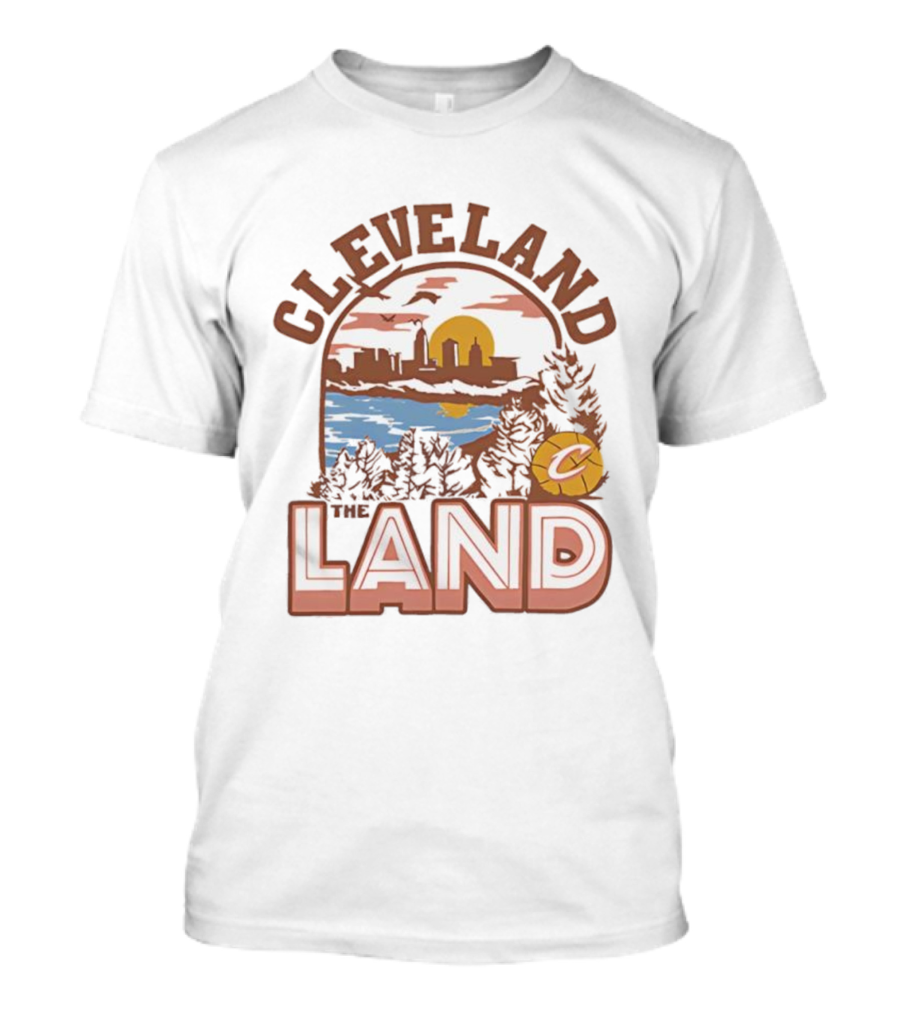 Cleveland Skyline The Land C Basketball Icon Lake Scene T-Shirt