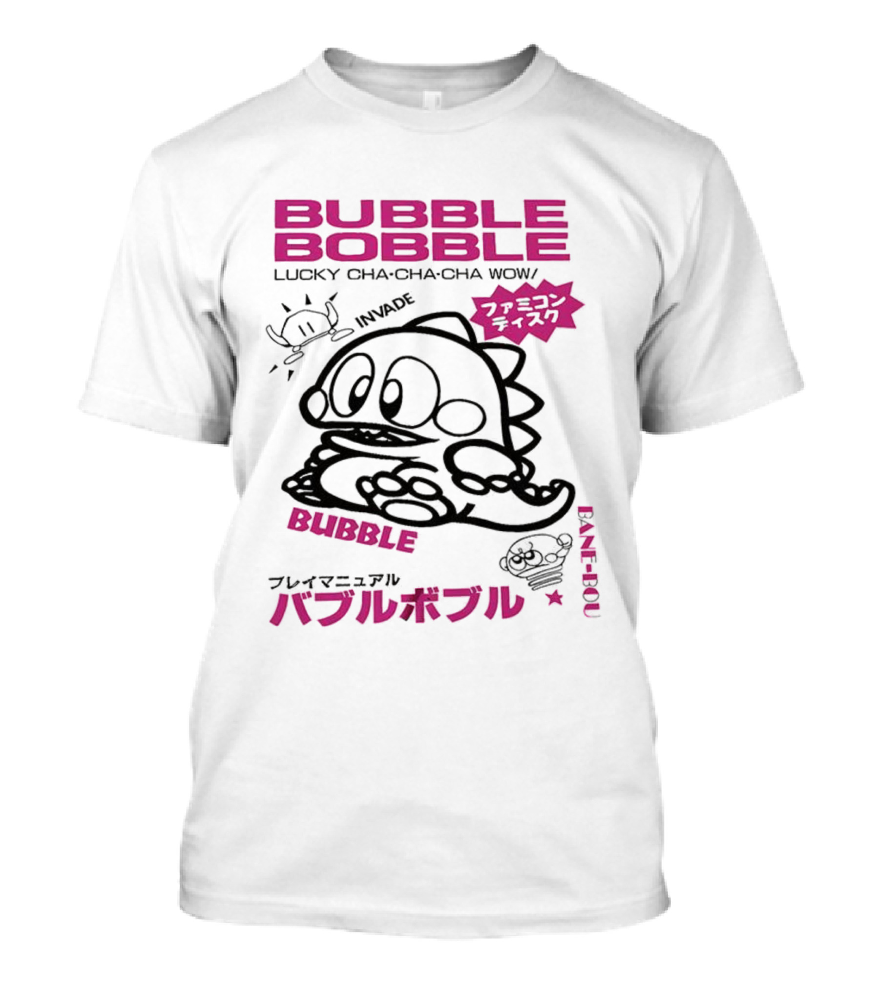 Bubble Bobble Japanese Lucky Cha Cha Cha Wow 80s Invade Vintage T-Shirt