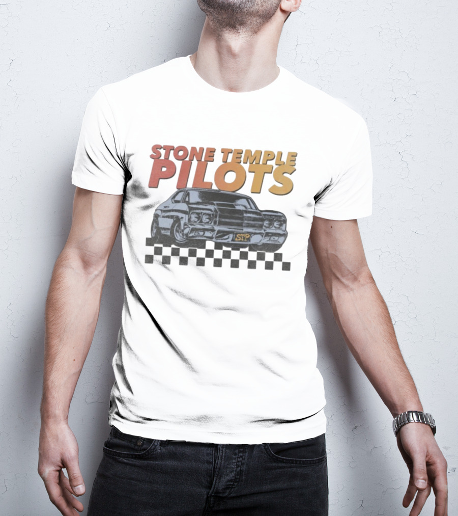 Stone Temple Pilots STP Car Racing Checkerboard T-Shirt