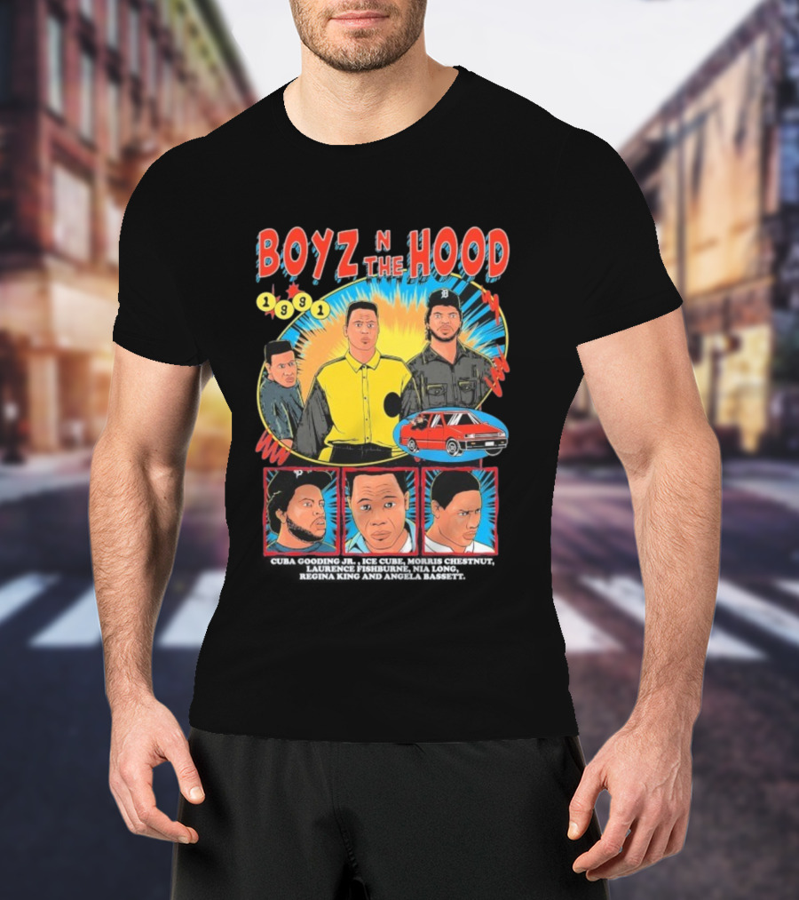 Boyz N The Hood 1991 Cuba Gooding Jr Ice Cube Morris Chestnut Laurence Fishburne Nia Long Regina King Angela Bassett T-Shirt