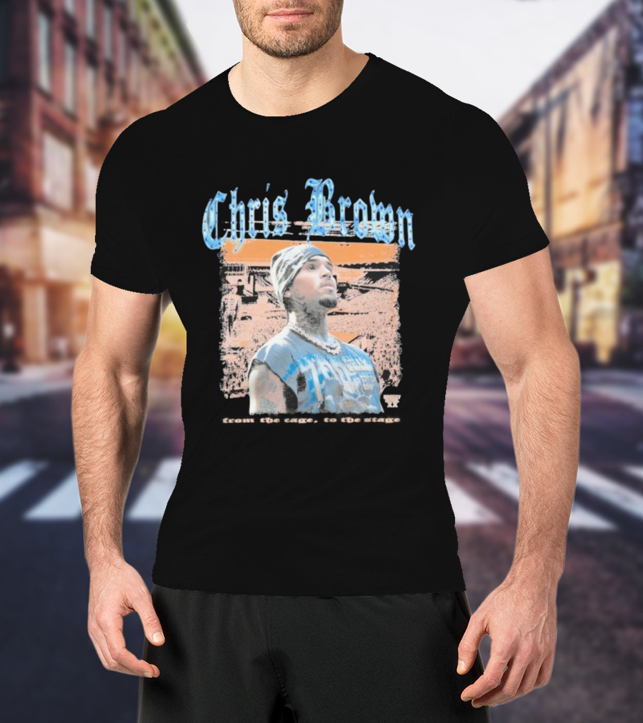 Chris Brown From The Cage To Stage Breezy Bowl XX Rhinestone Concert Performance T-Shirt