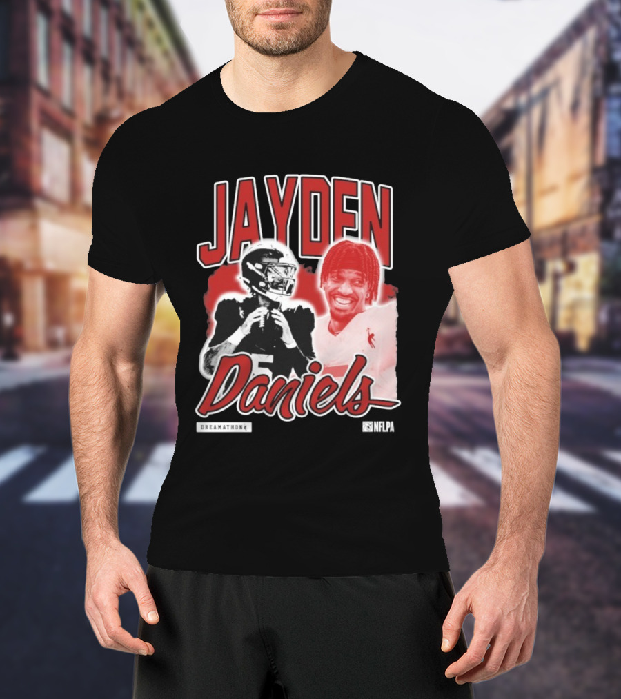 Jayden Daniels Dreamathon NFLPA Football Collaboration T-Shirt