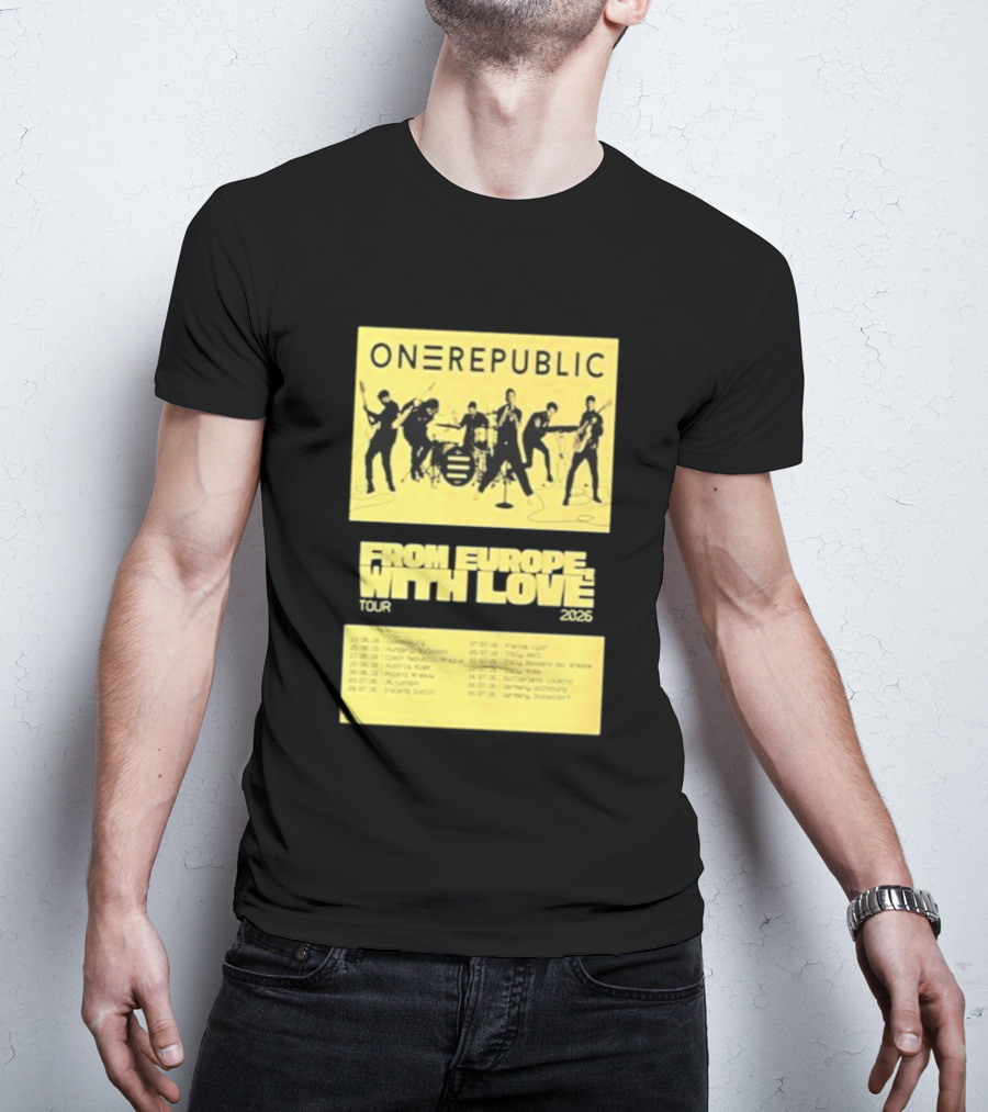 ONEREPUBLIC From Europe With Love Tour 2026 Concert Dates And Cities T-Shirt