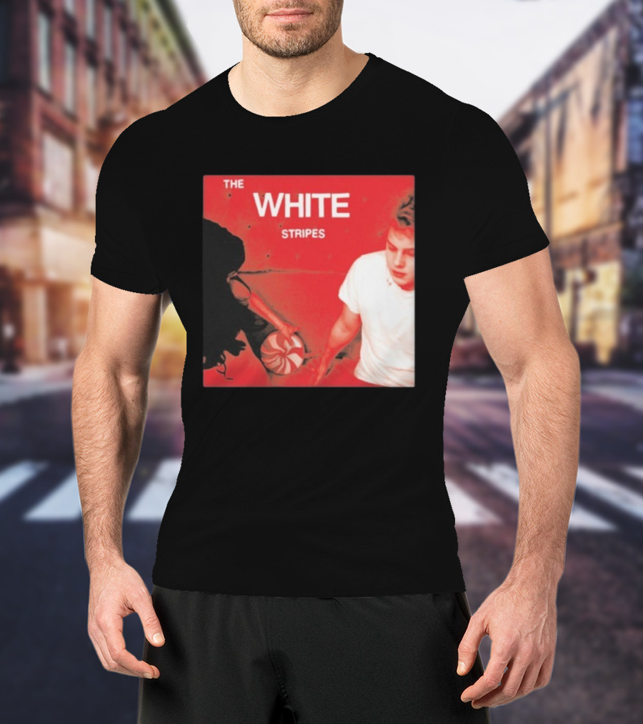 The White Stripes Let's Shake Hands Red And White Spiral Design T-Shirt