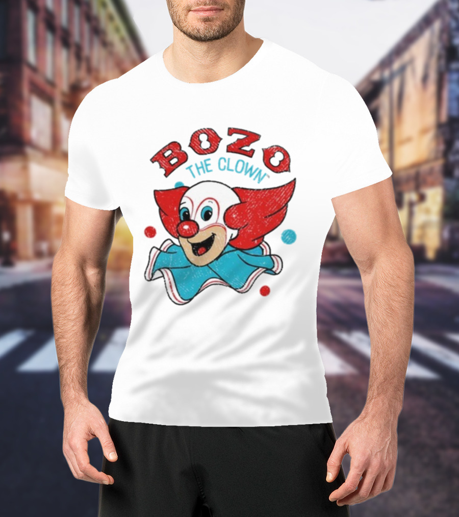 Bozo The Clown Vintage Cartoon Red Blue Fun Design T-Shirt