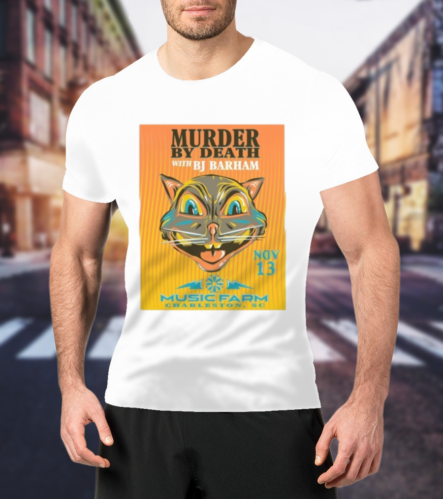 Murder By Death With BJ Barham Music Farm Charleston SC Nov 13 Cat Art T-Shirt