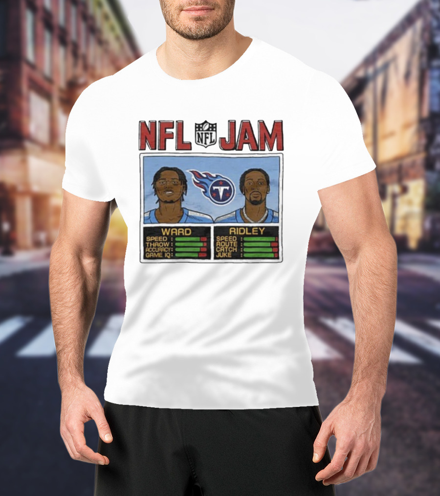 NFL Jam Tennessee Titans Ward Ridley Speed Throw Route Catch Juke T-Shirt