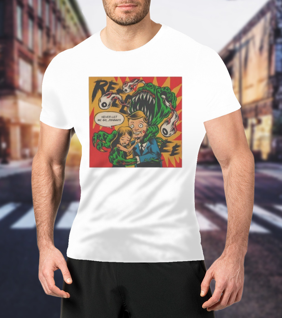 Creepy Comic Style Monster Attack Never Let Me Go Johnny Retro Art T-Shirt